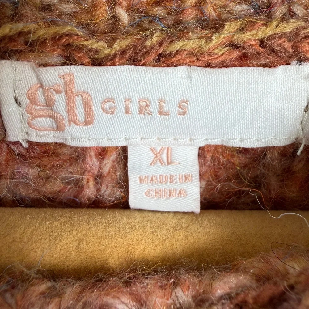 GB‎ Girls Sweater XL Orange Ombre Puff Sleeve Wool Blend GG8663SWR